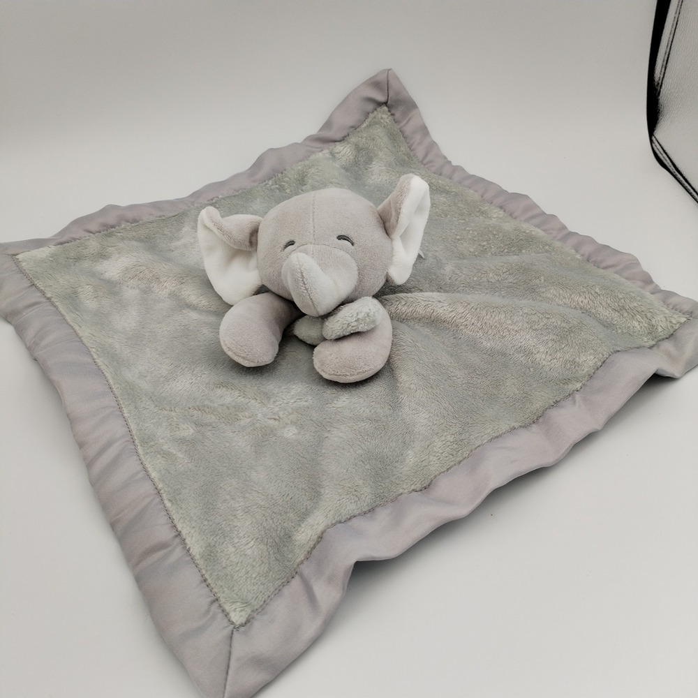 Carter's Just One‎ Year Gray Elephant Lovey Soft Security Blanket Satin Edge 15"